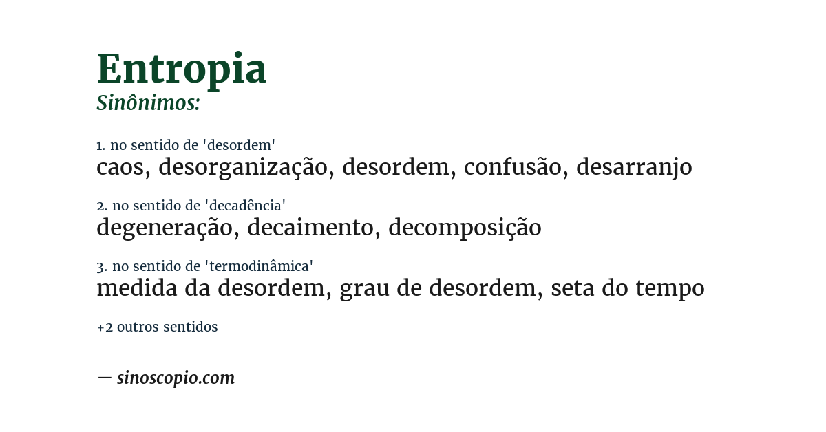 Sinônimo de entropia