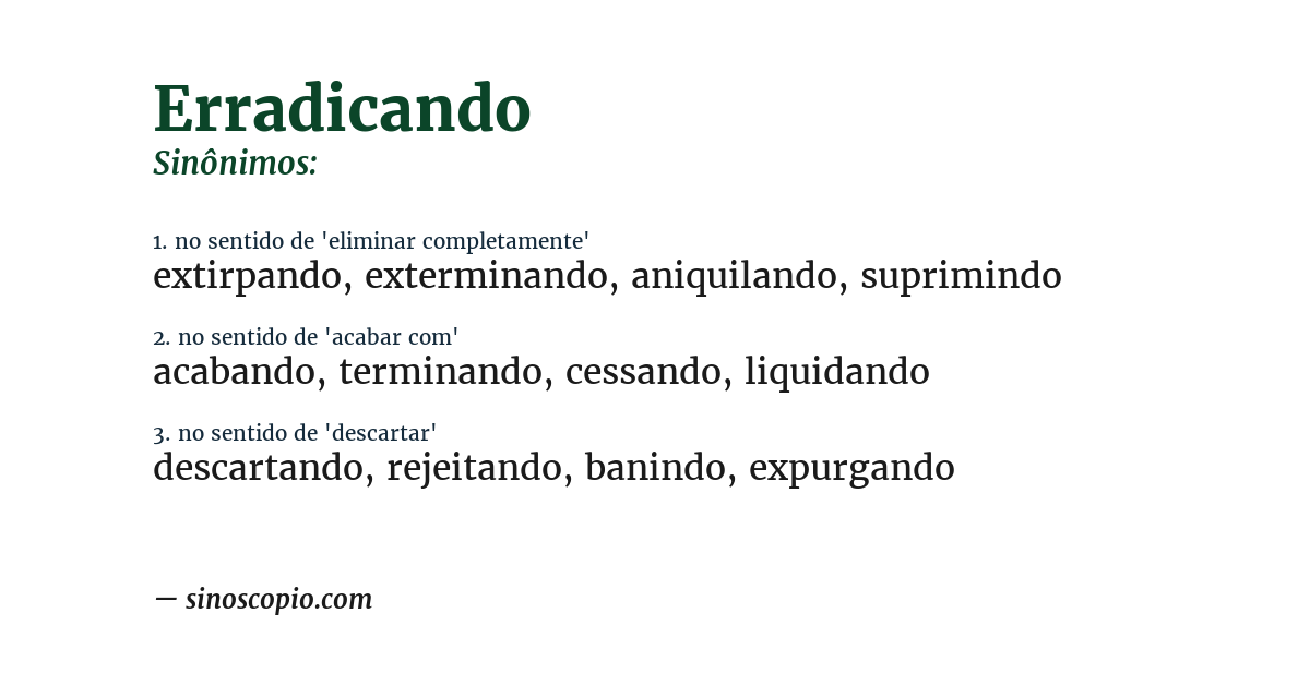 Sinônimo de erradicando