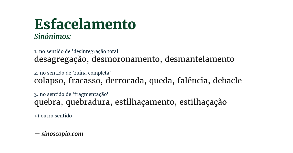 Sinônimo de esfacelamento