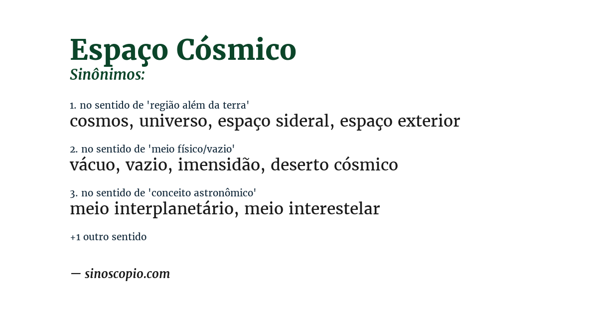 Sinônimo de espaço cósmico