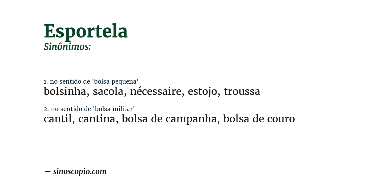 Sinônimo de esportela