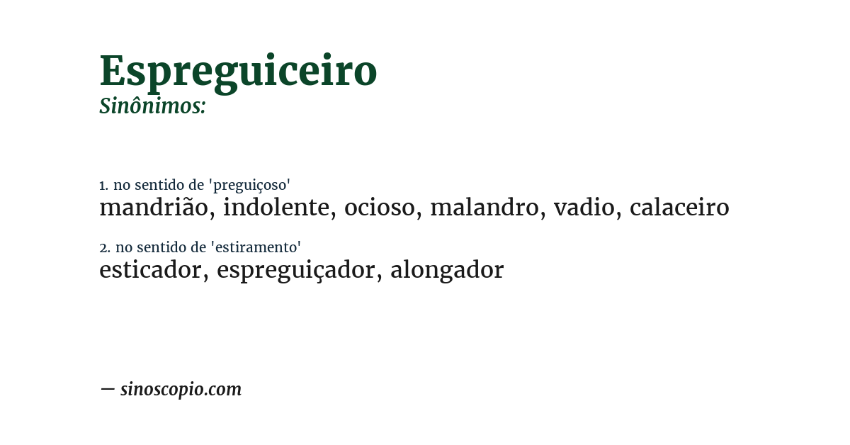 Sinônimo de espreguiceiro