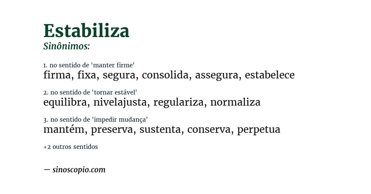 Sinônimo de estabiliza