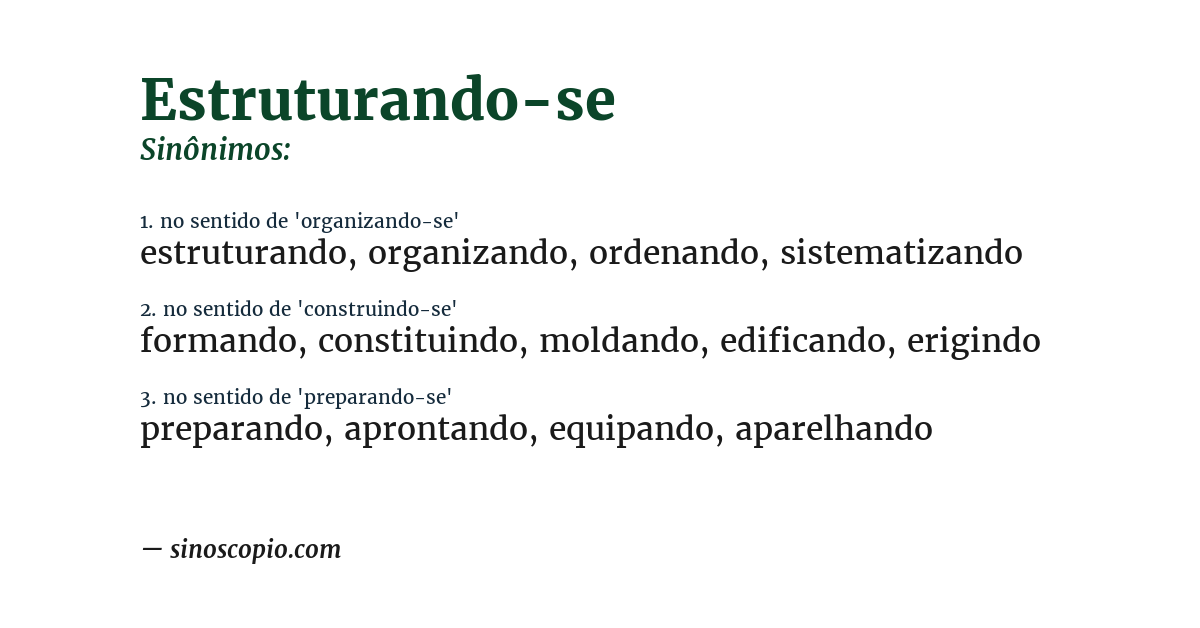Sinônimo de estruturando-se