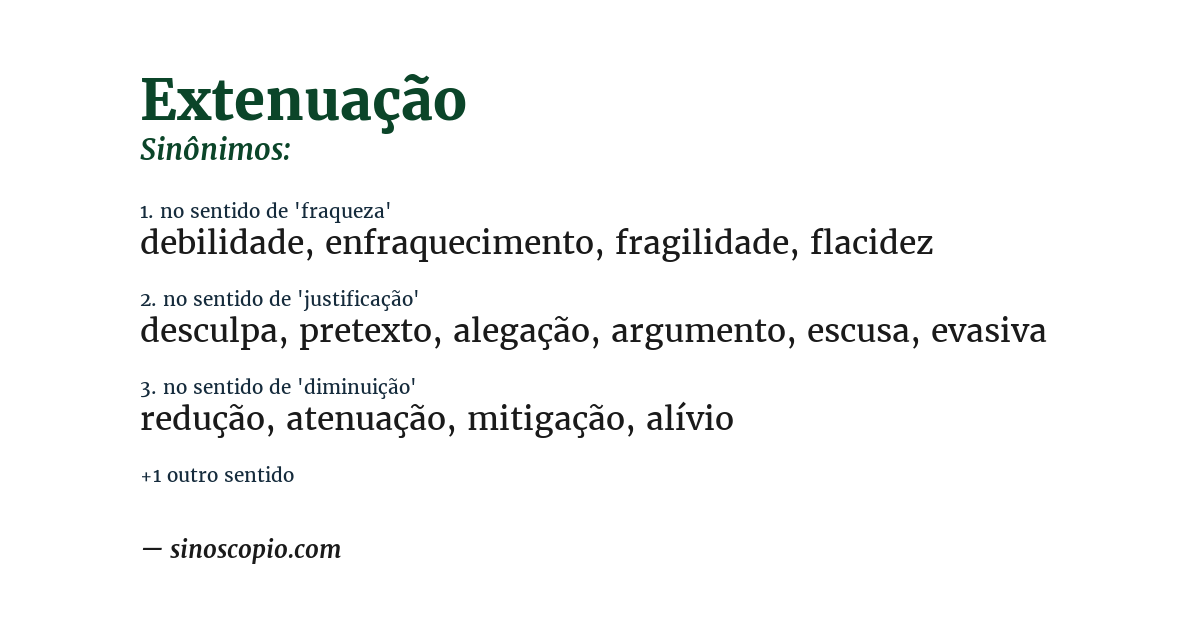 Sinônimo de extenuação