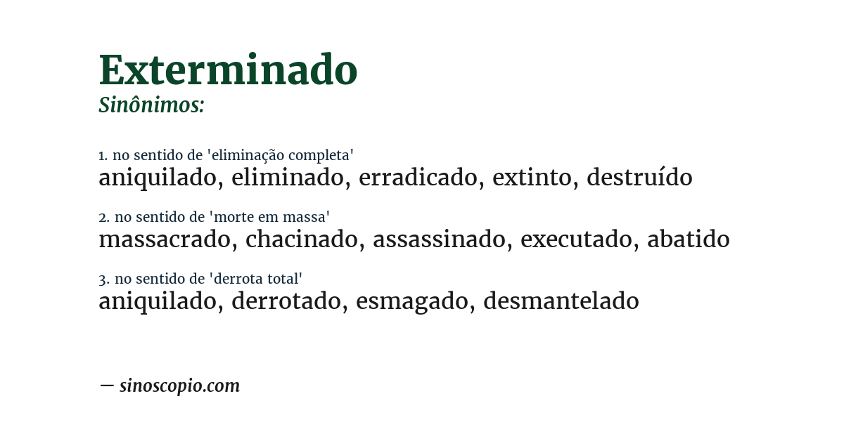 Sinônimo de exterminado