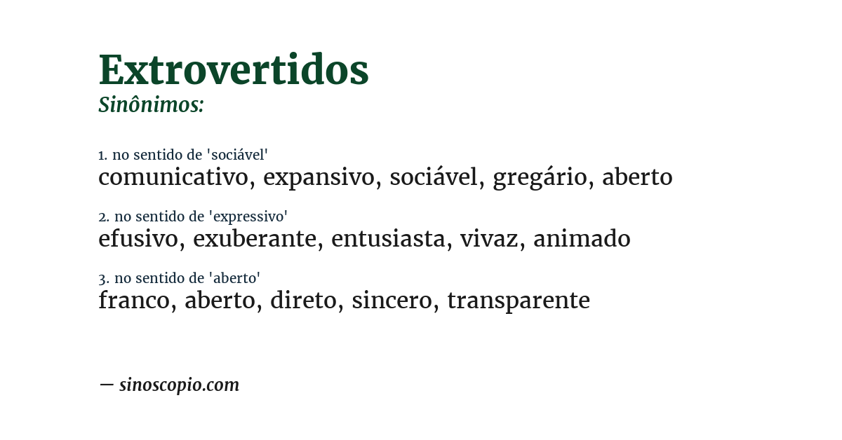 Sinônimo de extrovertidos