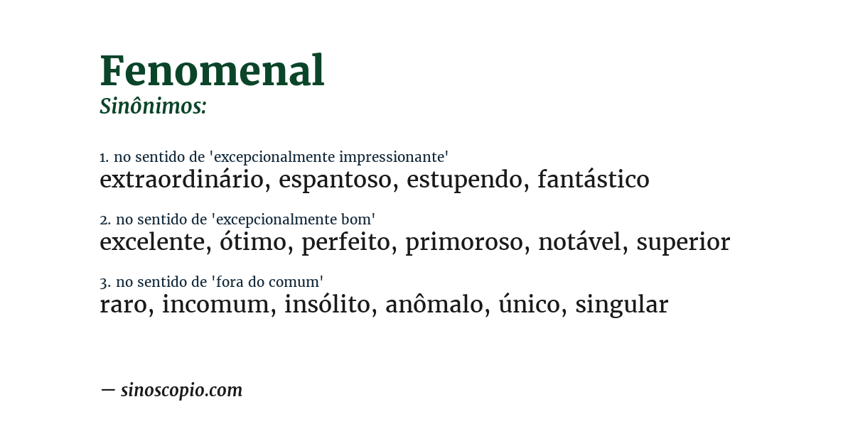 Sinônimo de fenomenal