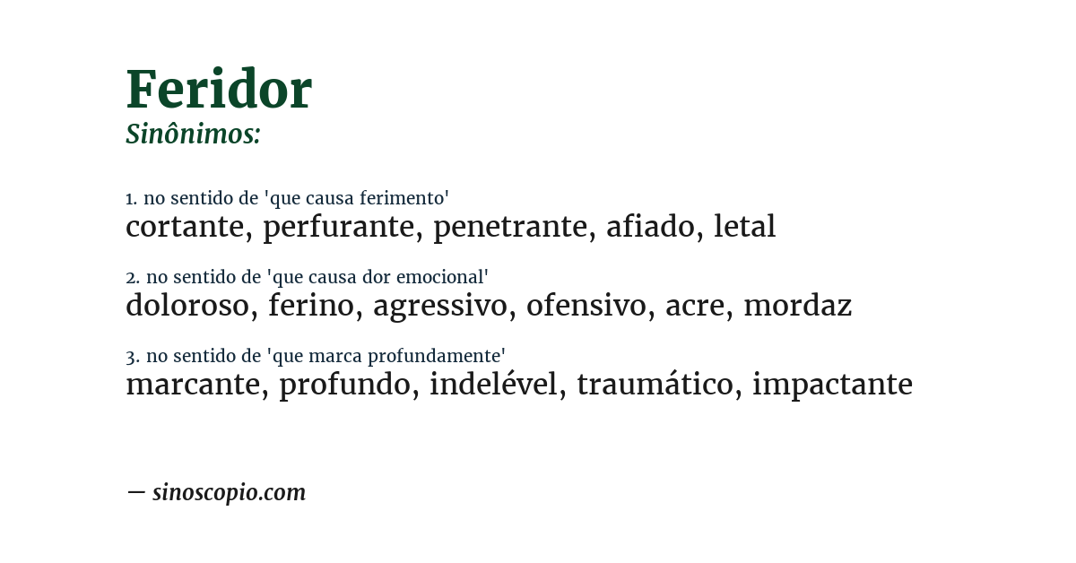 Sinônimo de feridor