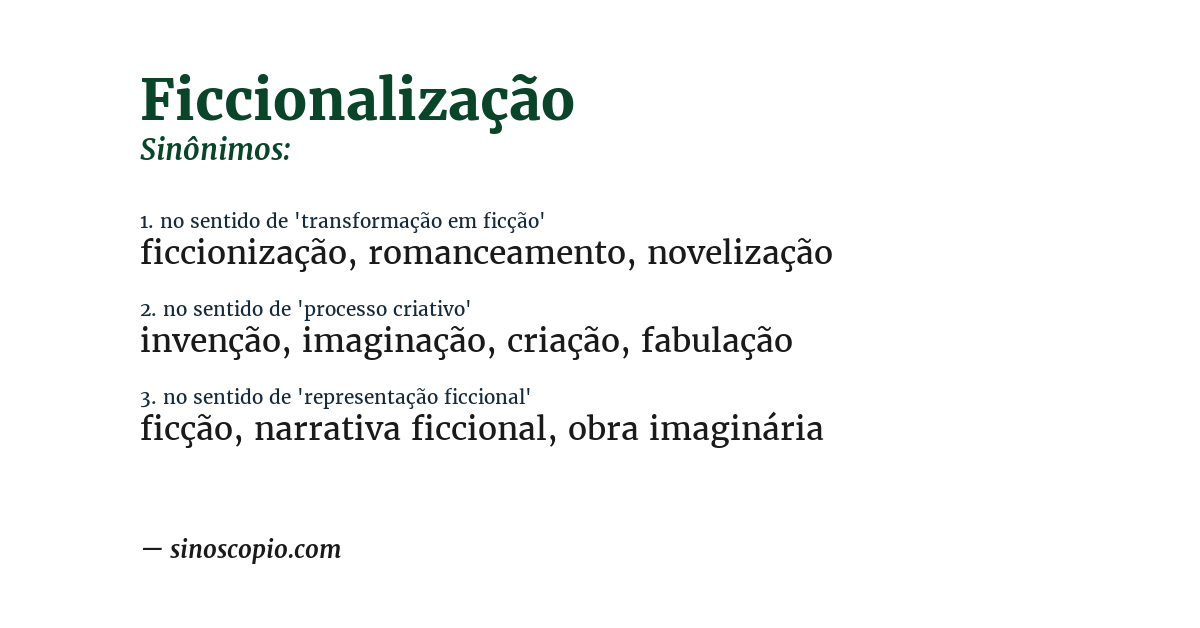Sinônimo de ficcionalização