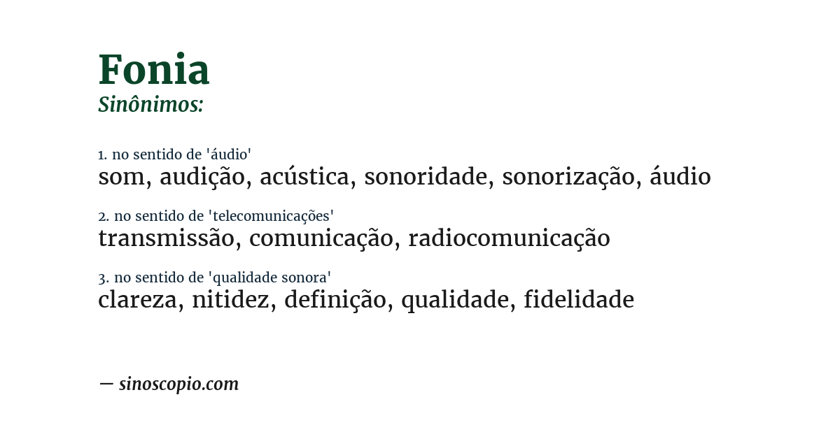 Sinônimo de fonia