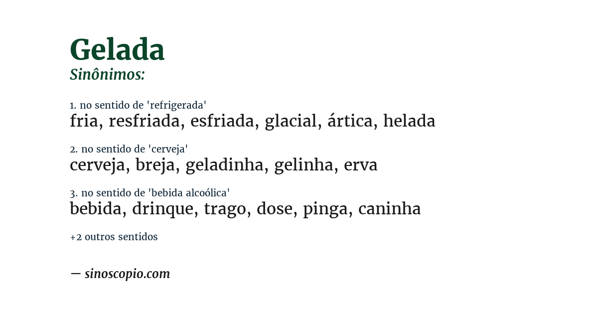 Sinônimo de gelada