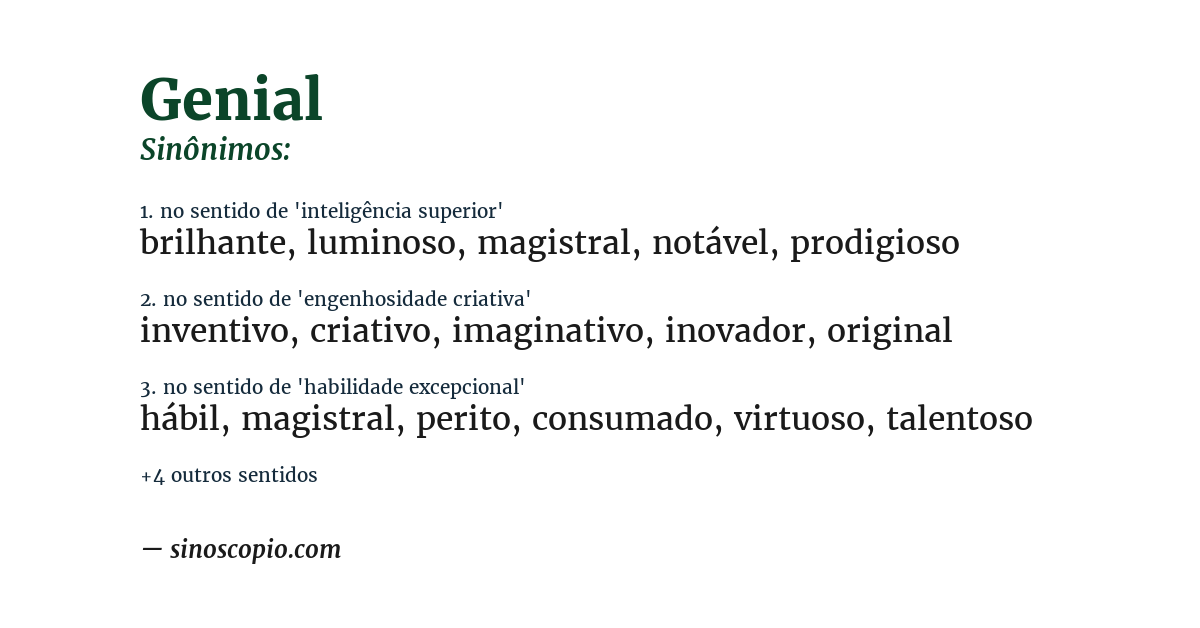 Sinônimo de genial