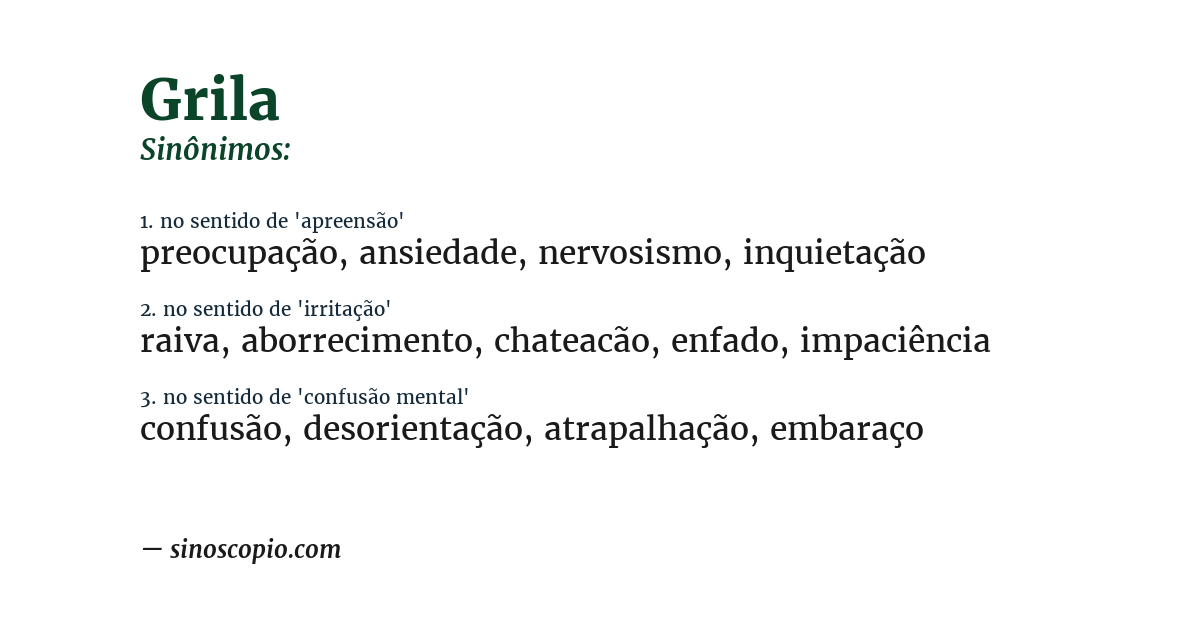 Sinônimo de grila