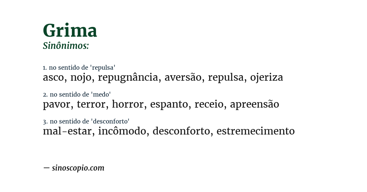 Sinônimo de grima