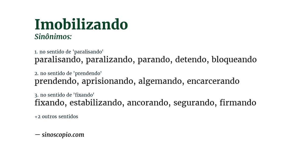 Sinônimo de imobilizando