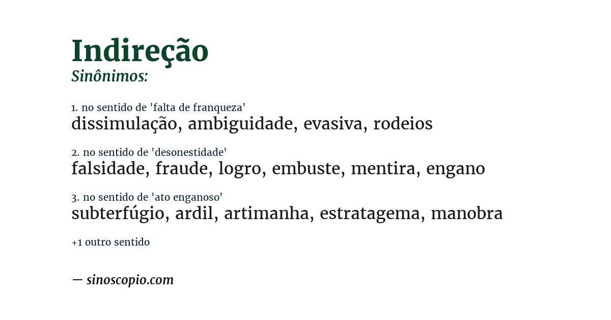 Sinônimo de indireção