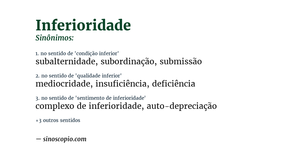 Sinônimo de inferioridade
