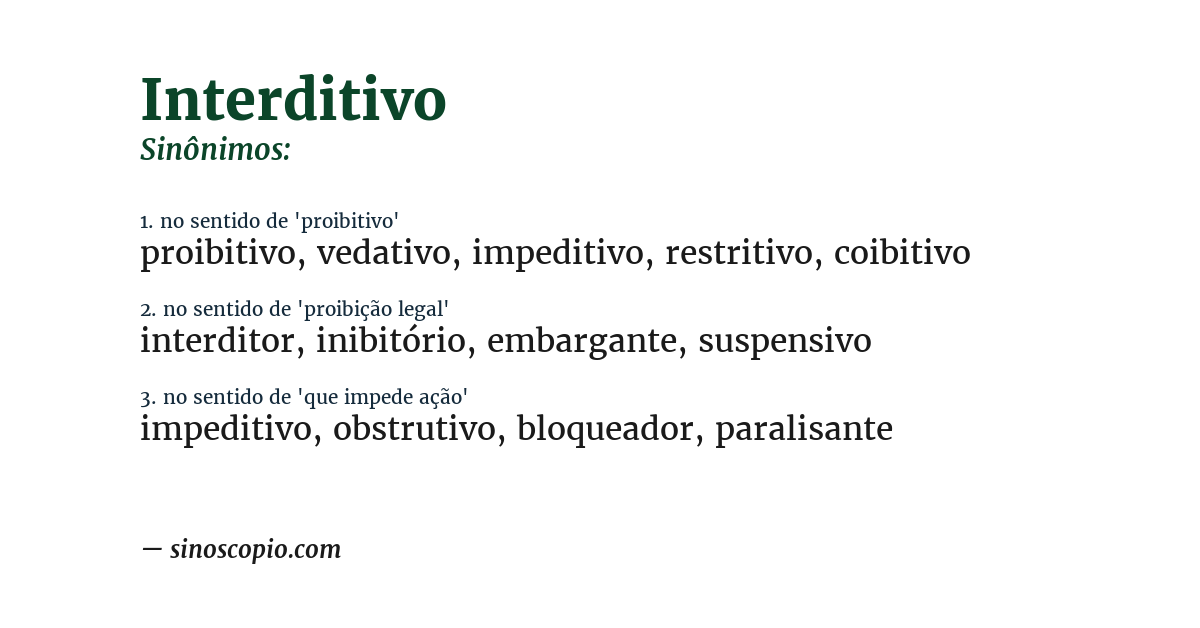 Sinônimo de interditivo