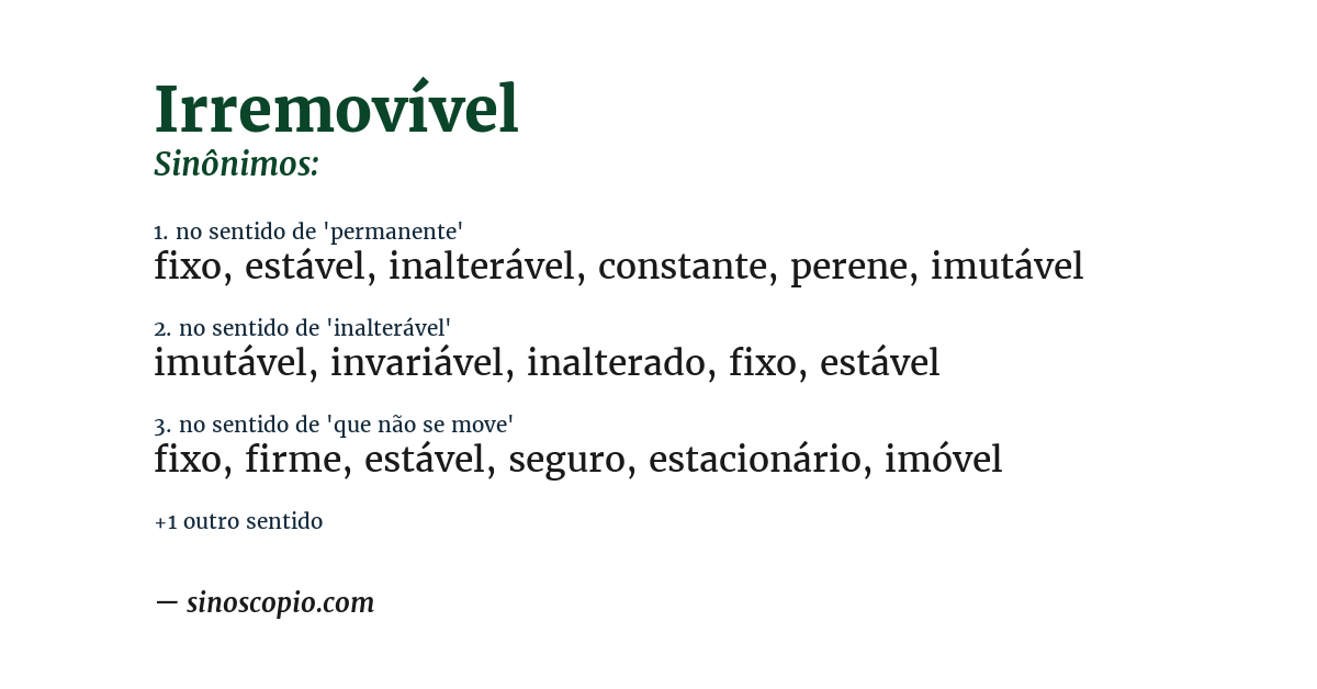 Sinônimo de irremovível