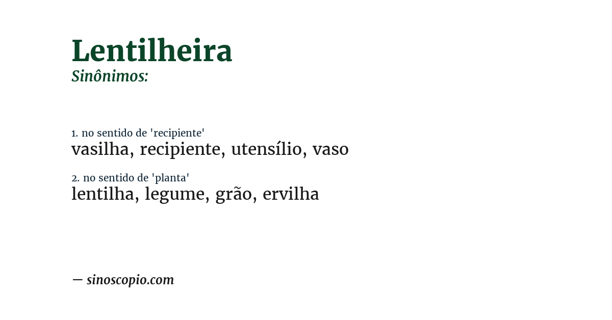 Sinônimo de lentilheira