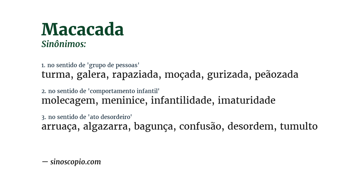 Sinônimo de macacada