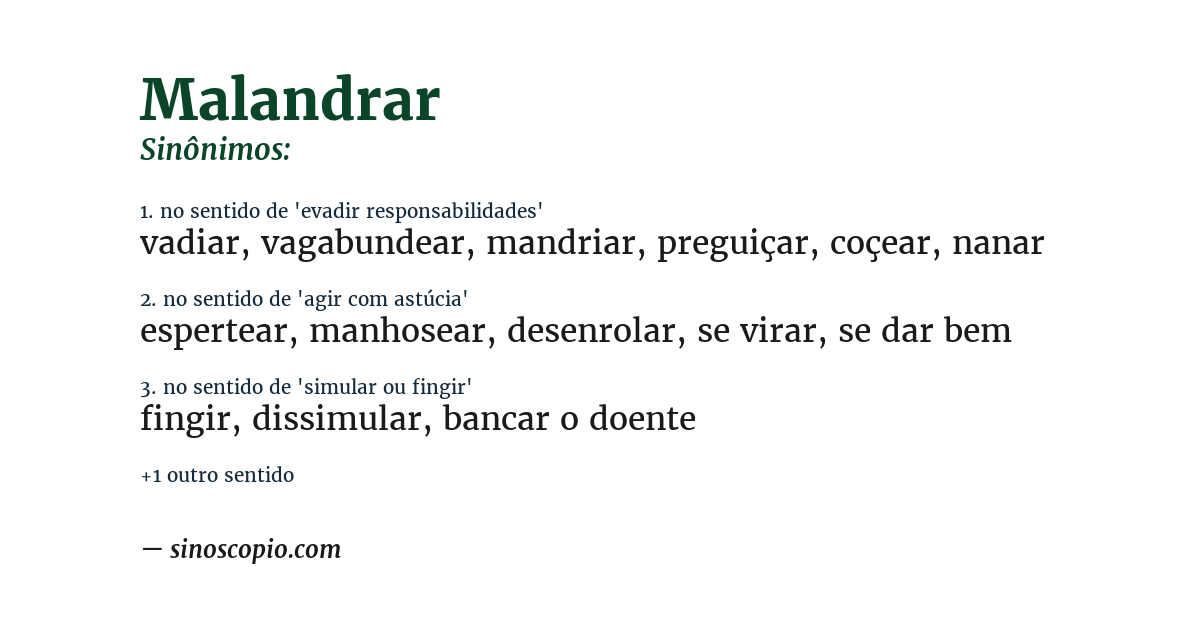 Sinônimo de malandrar
