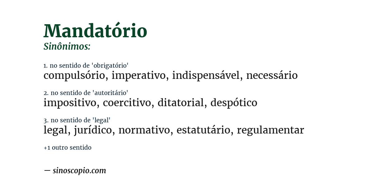 Sinônimo de mandatório