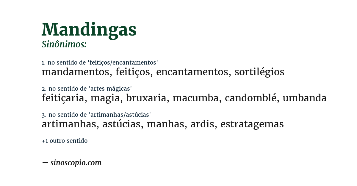 Sinônimo de mandingas