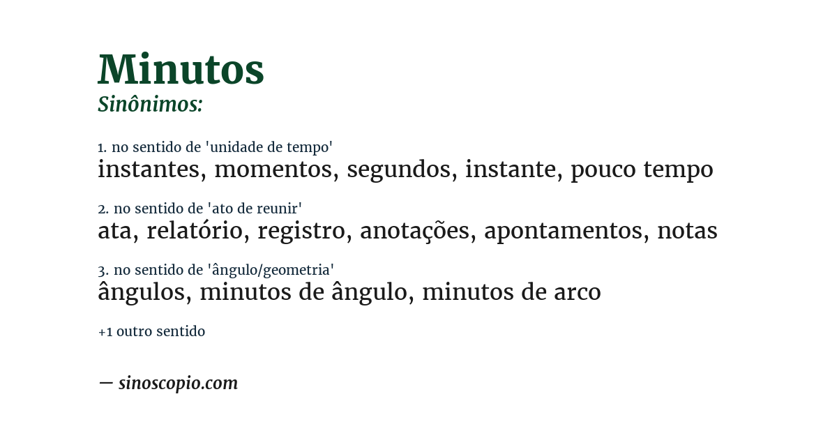 Sinônimo de minutos