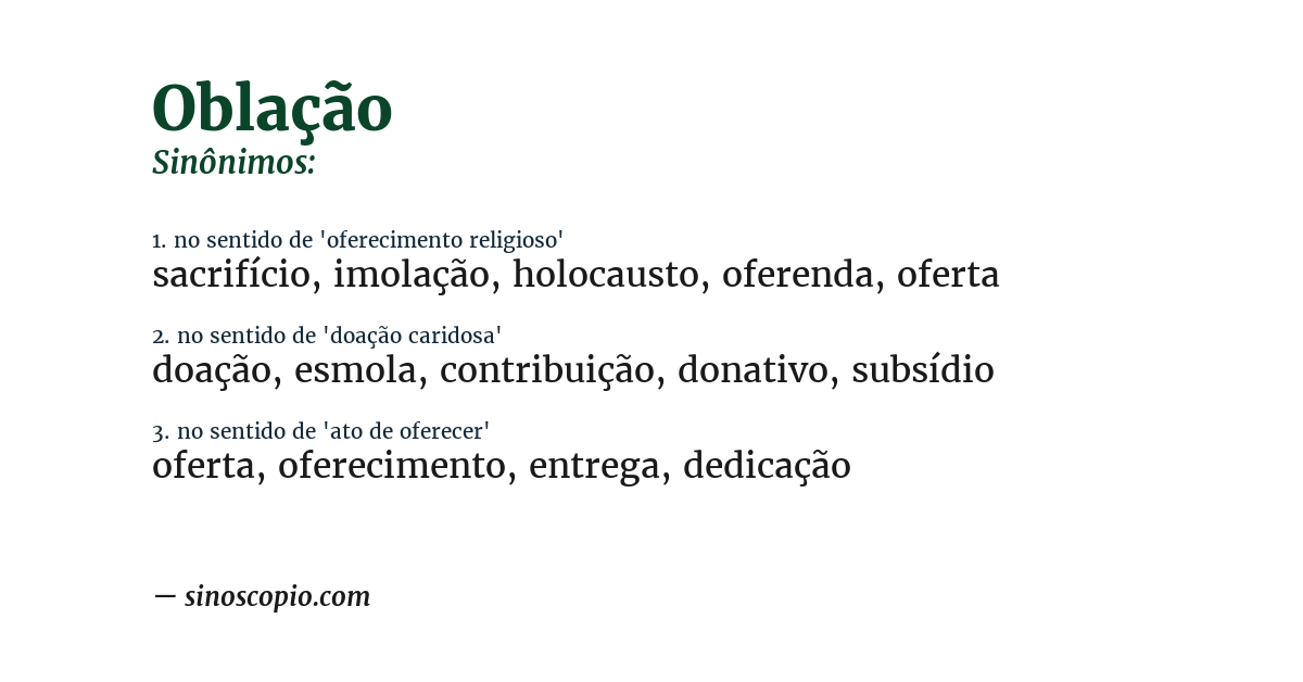 Sinônimo de oblação