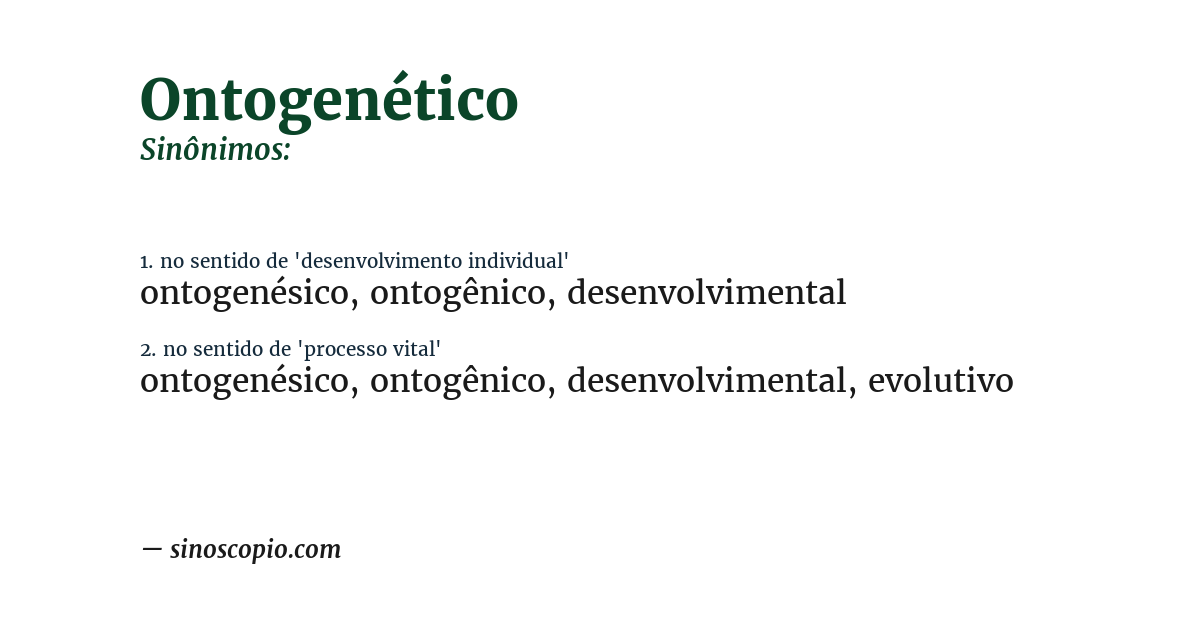 Sinônimo de ontogenético