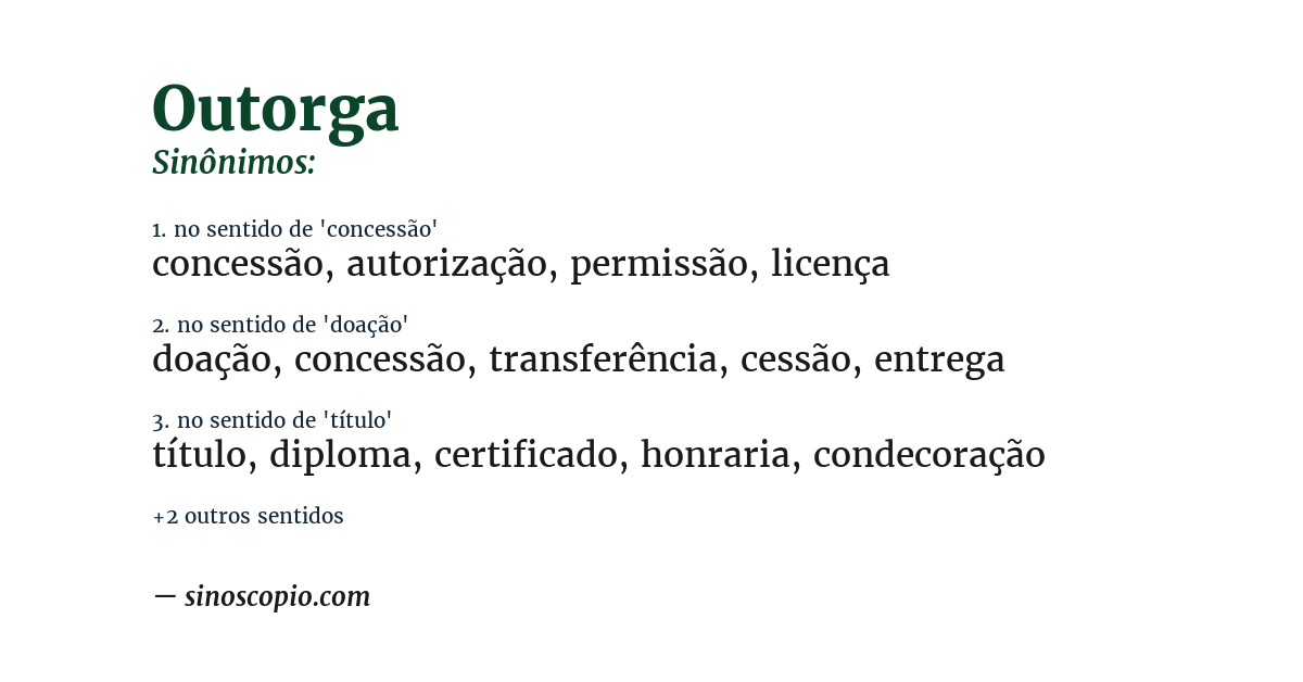 Sinônimo de outorga