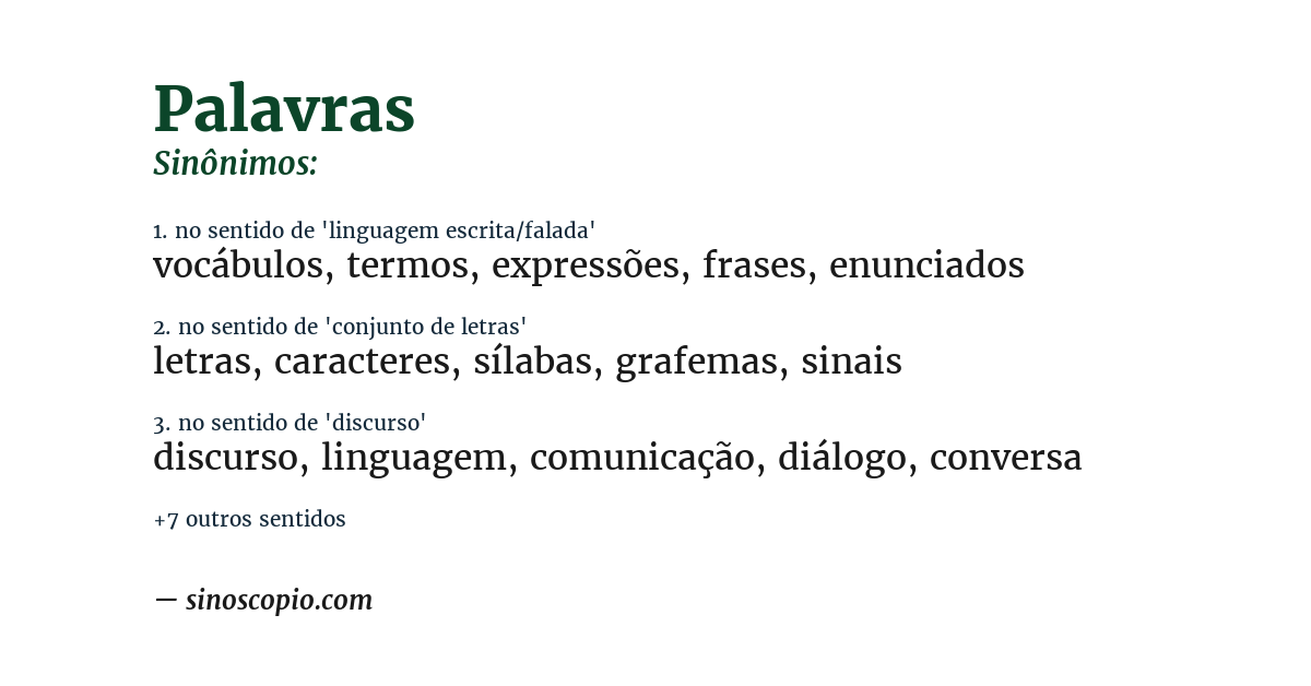 Sinônimo de palavras