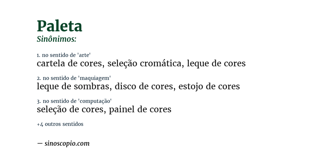 Sinônimo de paleta
