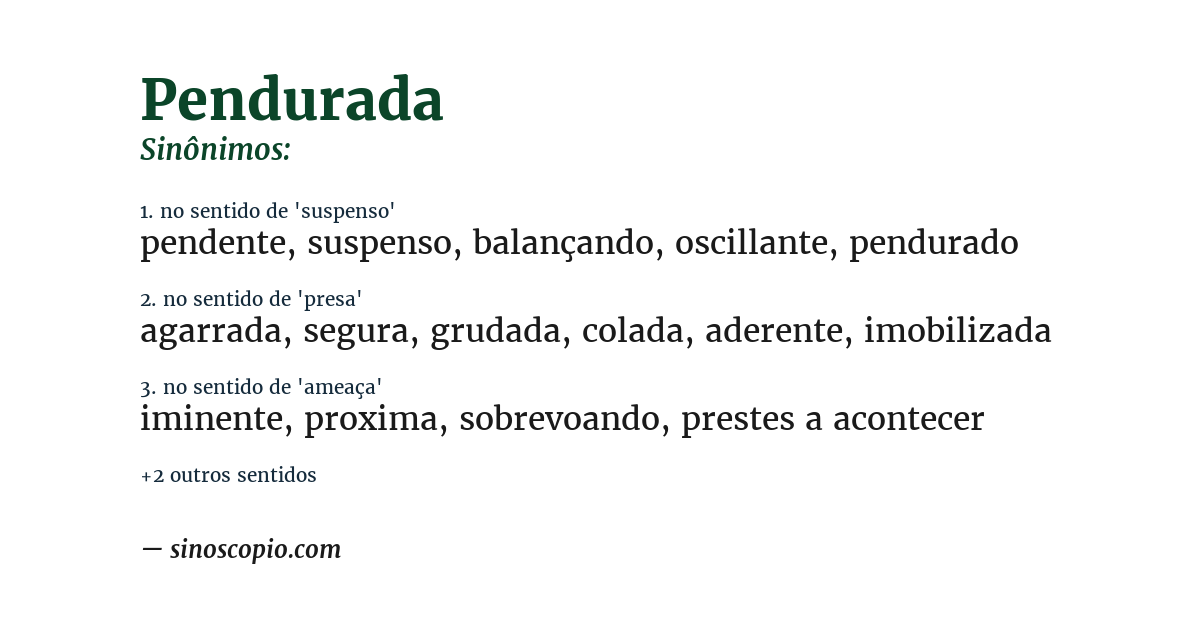 Sinônimo de pendurada
