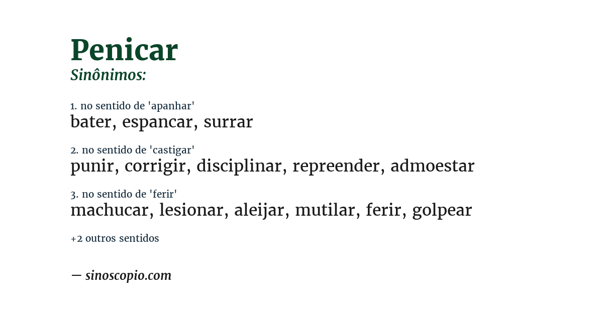 Sinônimo de penicar