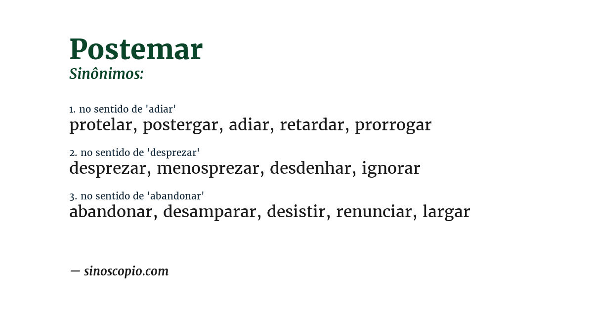 Sinônimo de postemar