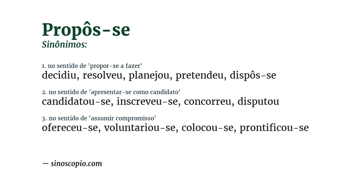Sinônimo de propôs-se