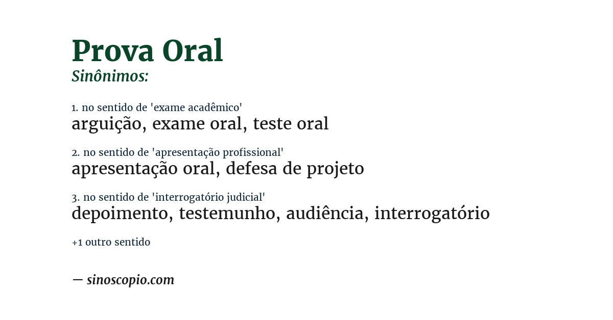 Sinônimo de prova oral