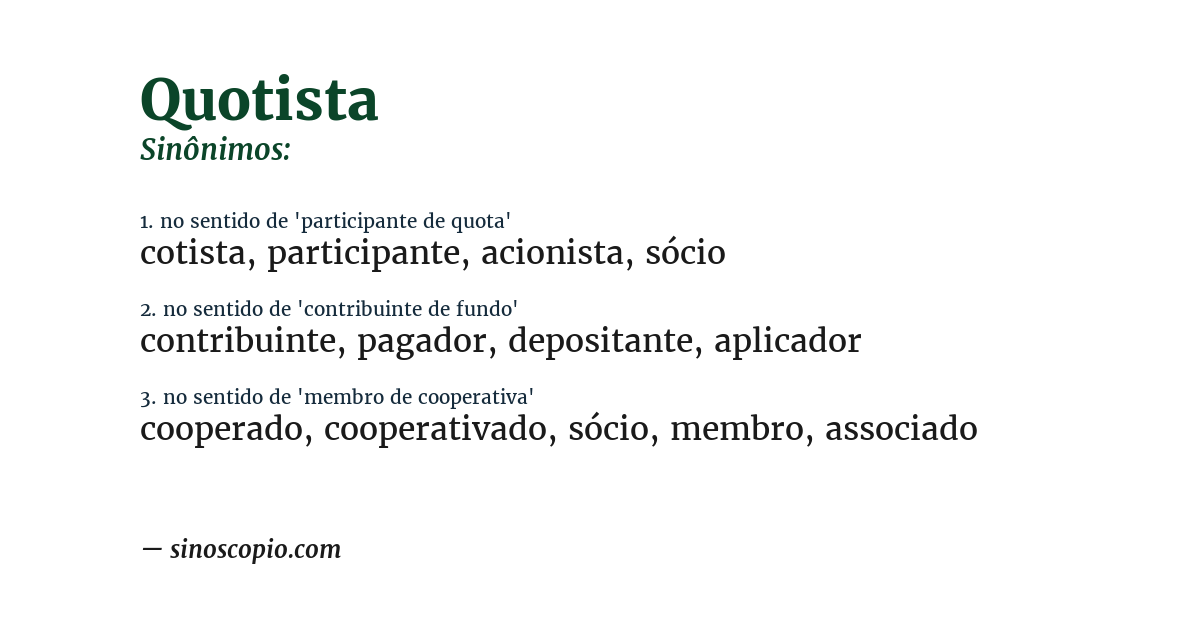 Sinônimo de quotista