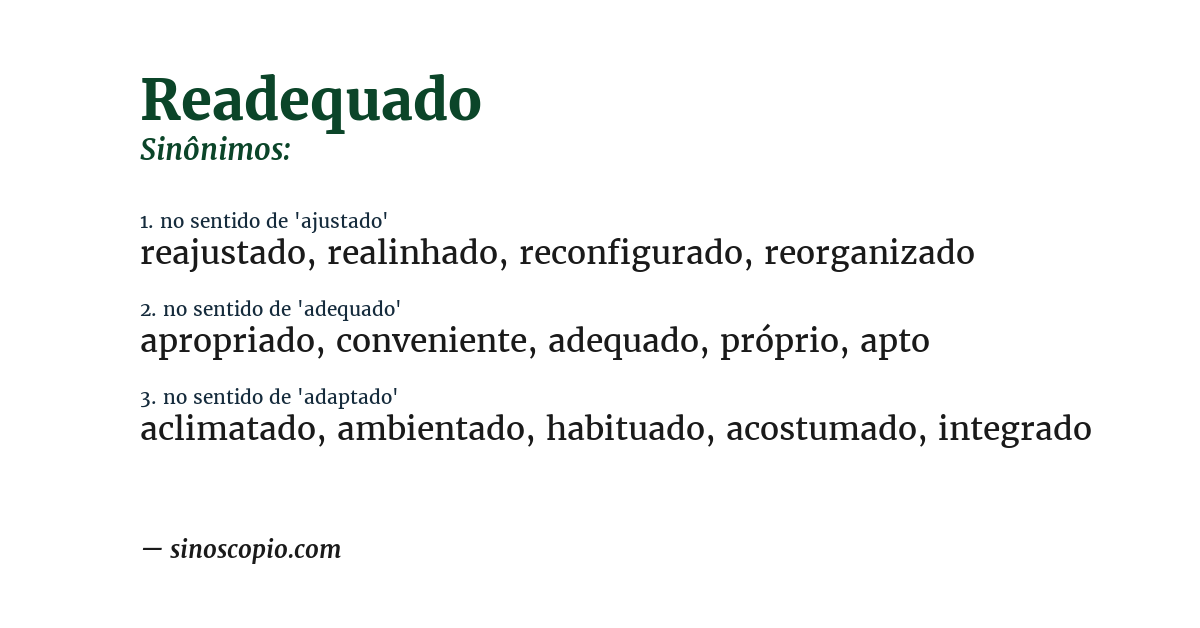 Sinônimo de readequado