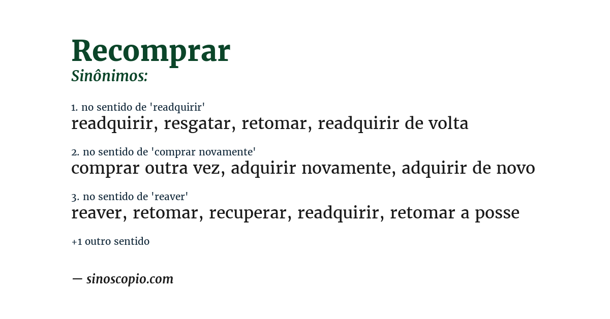 Sinônimo de recomprar