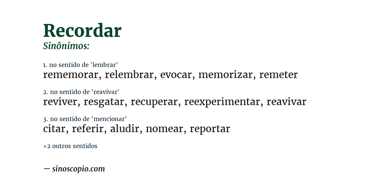 Sinônimo de recordar