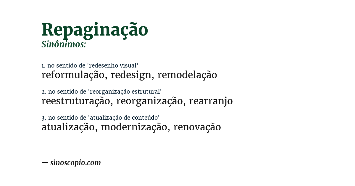 Sinônimo de repaginação