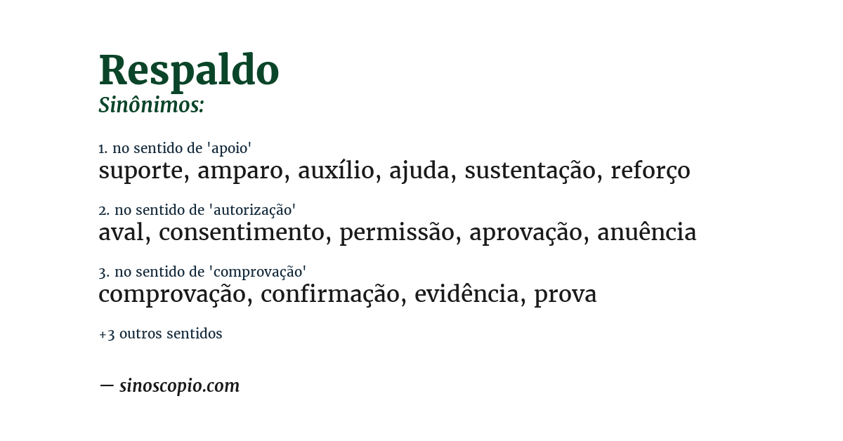 Sinônimo de respaldo