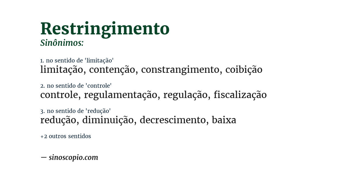 Sinônimo de restringimento