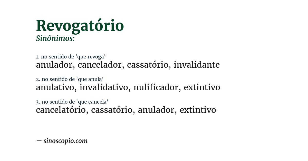 Sinônimo de revogatório