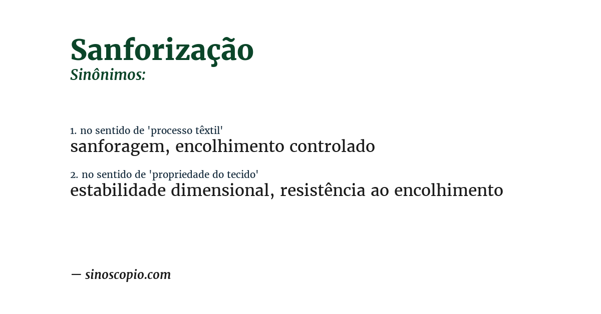 Sinônimo de sanforização