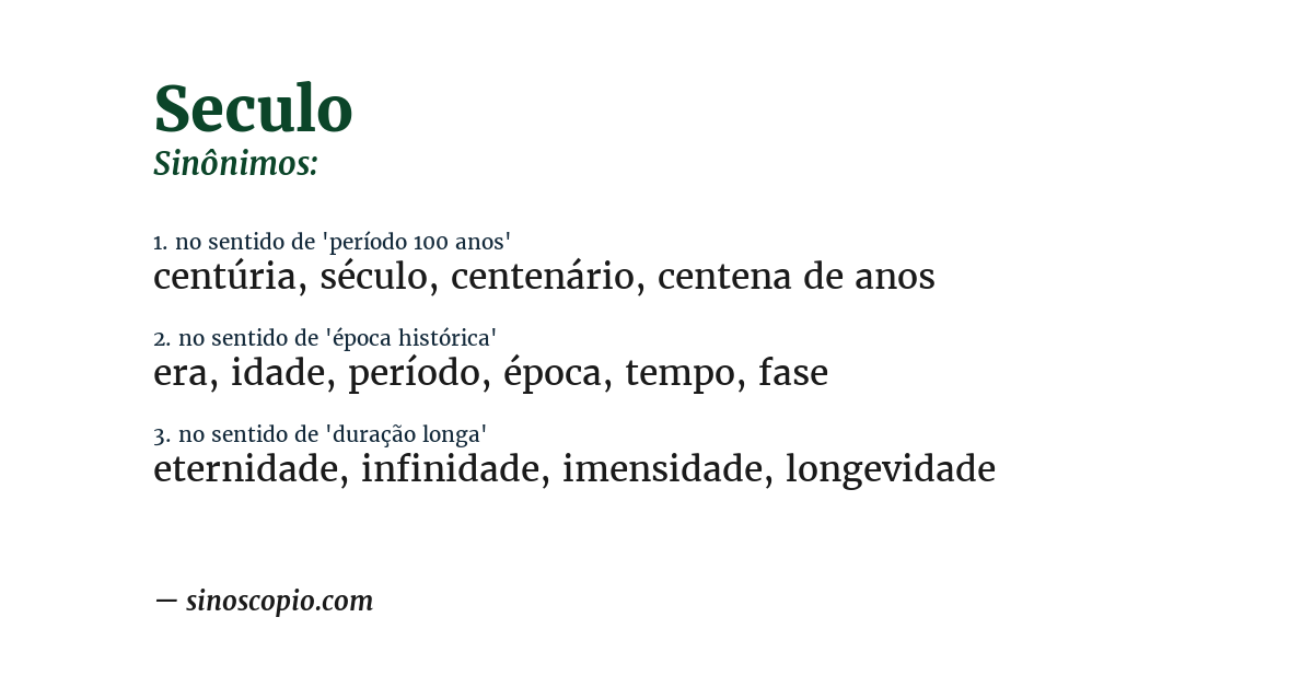 Sinônimo de seculo